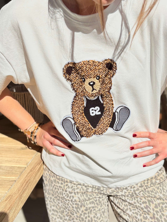 Zoom broderie ours teddy en coton