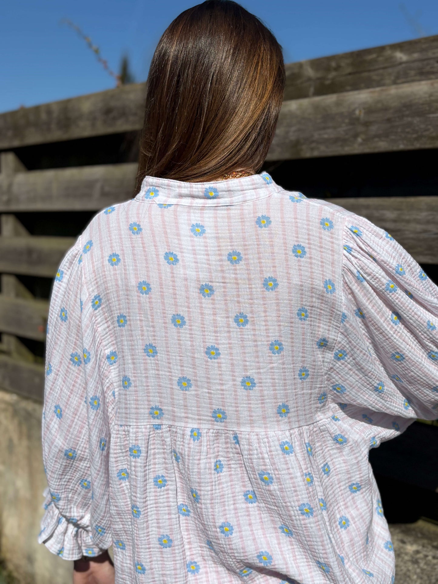 Blouse PÉTALE marguerites bleues