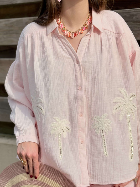 Chemise bohème rose oversize style Ibiza – La Bohème Parisienne