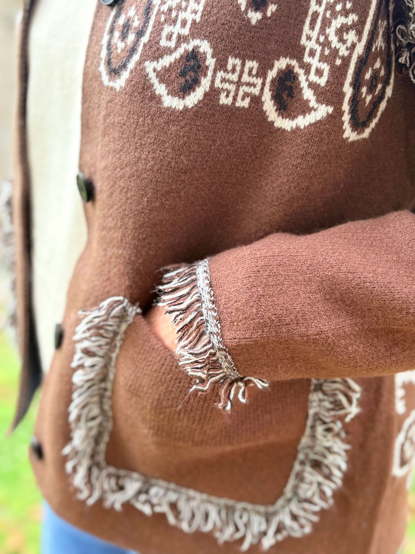 Poches veste pour femme marron toutes douce avec cachemire