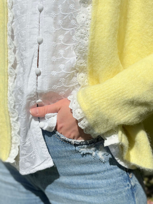 Gilet jaune pastel femme devant