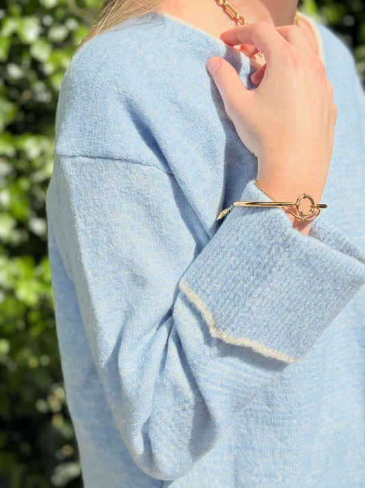 Détail des manches retroussées