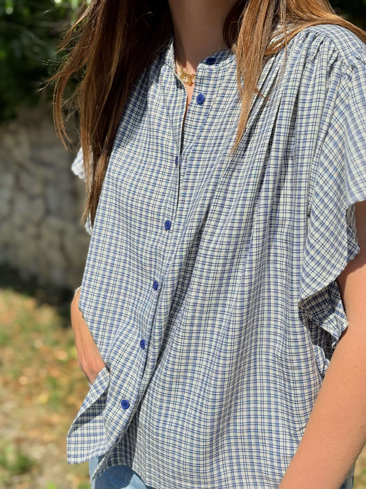 Chemise à carreaux bleue femme été bohème côté – La Bohème Parisienne