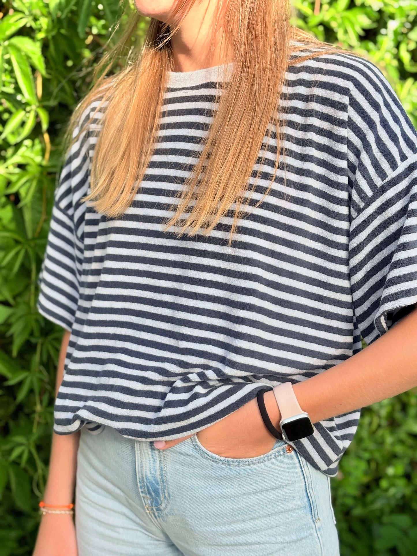Haut éponge toute douce bleu marine femme