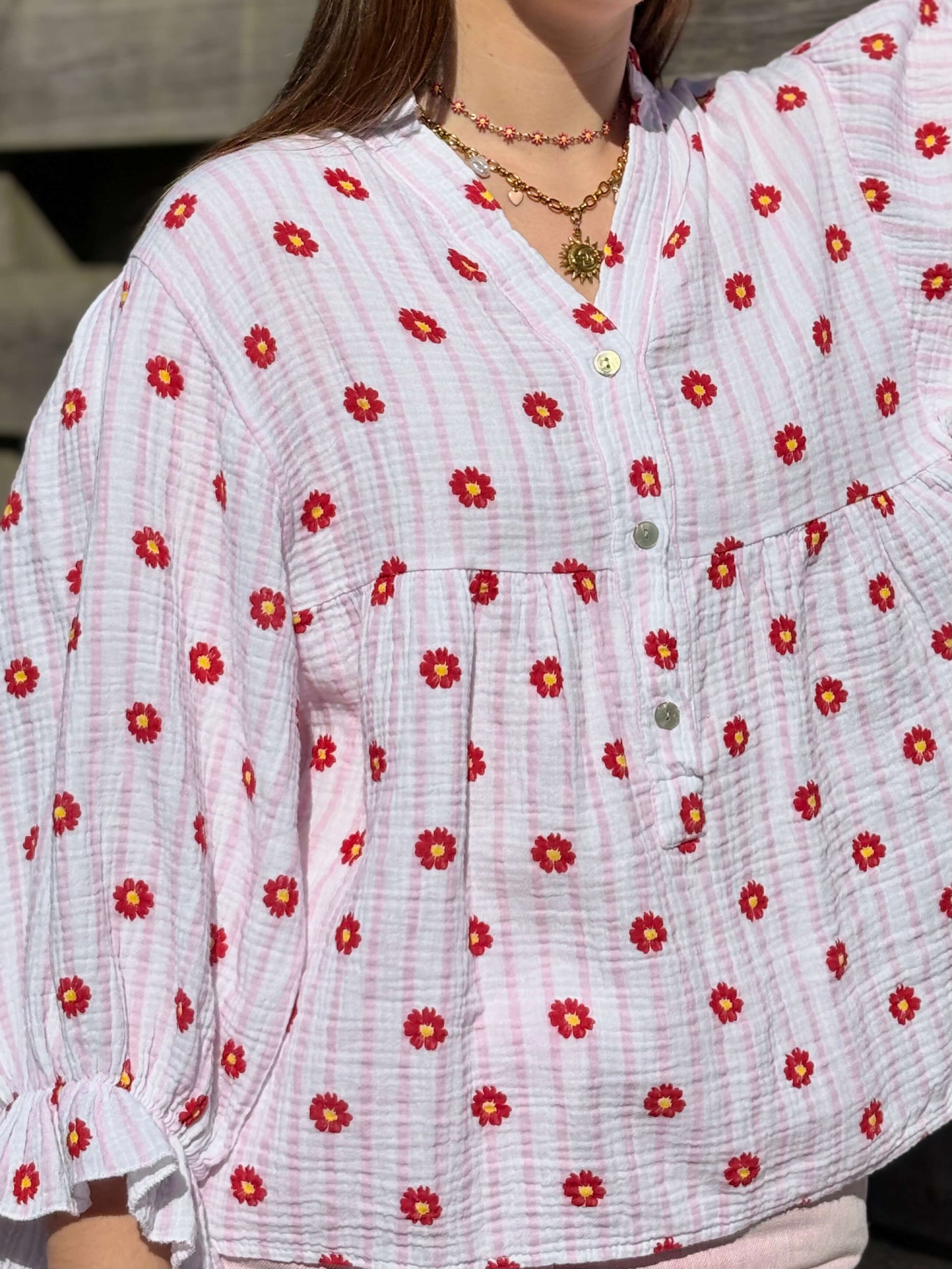 Blouse marguerite fleurie gaze de coton La Bohème Parisienne