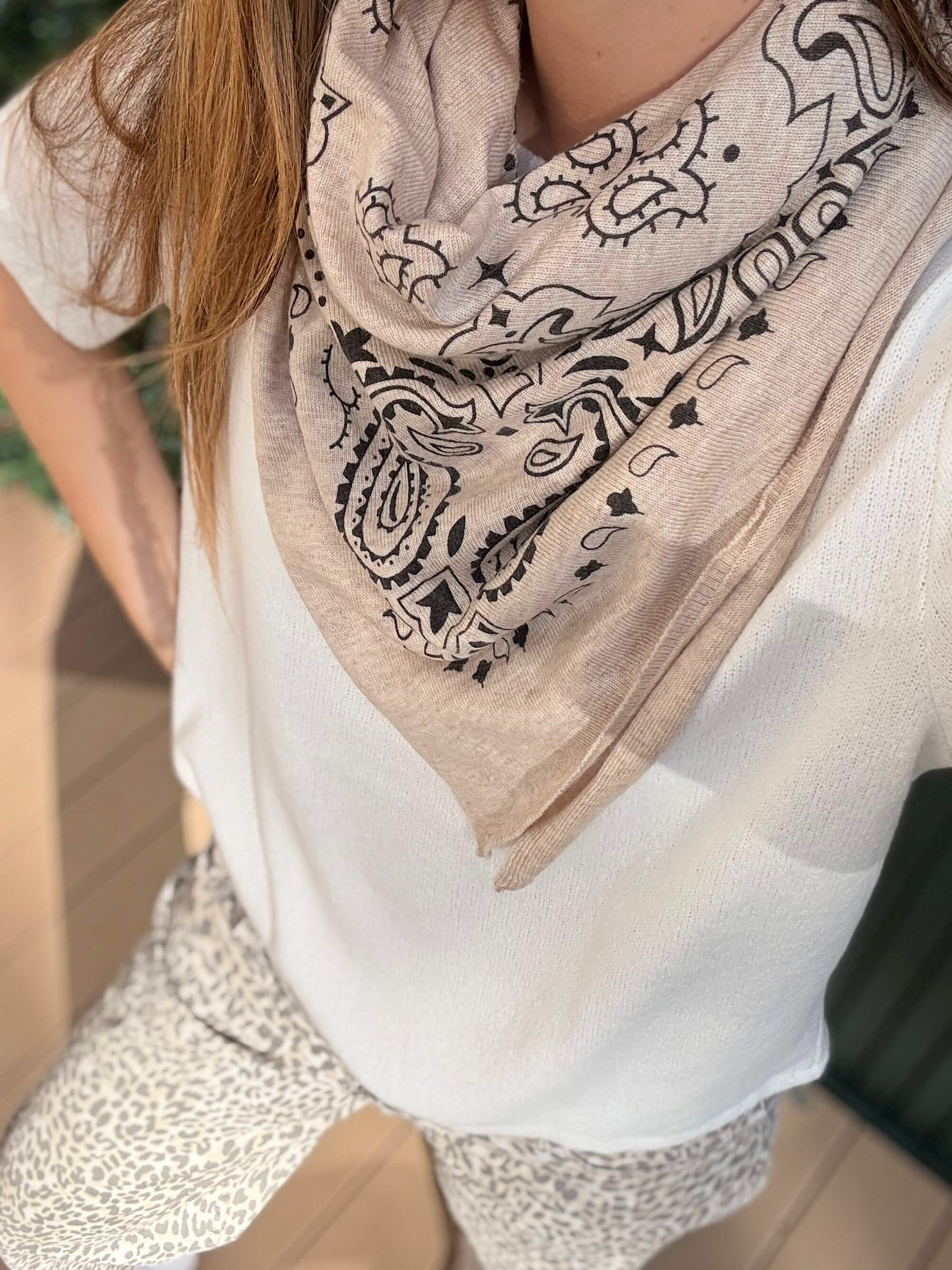 Foulard doux imprimé femme tendance bohème