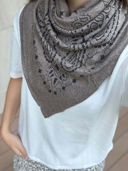 Foulard bandana taupe femme
