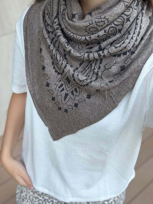 Foulard bandana taupe femme