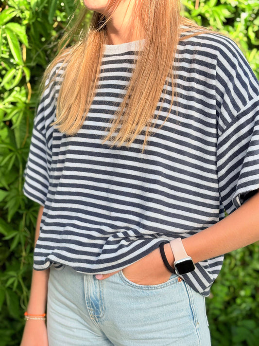 Haut éponge toute douce bleu marine femme