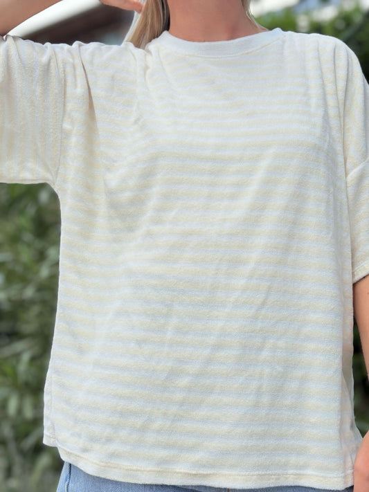 tshirt-eponge-rayé-femme-beige