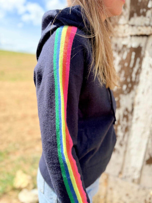 Gilet à zip et capuches bleu marine femme