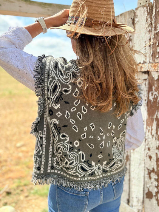 Gilet bohème chic femme avec poches et attache